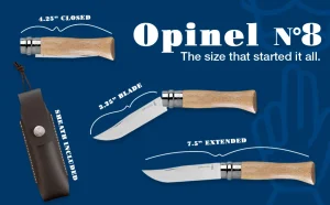 چاقوی کادویی اوپینل با غلاف چرمی سایز No.08